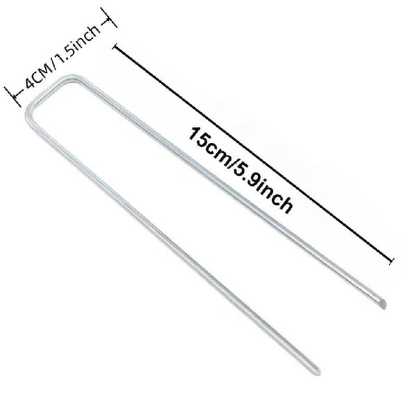 Planet Gates 4*15cm 50pcs Heavy Duty U-Shaped Garden Stakes Perfect For Fixing Weed Fabric, Landscape Nets And Camping Tents