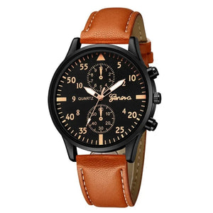Planet Gates 4/2/1pcs Men Sports Watches Set Man Business Quartz Wristwatch Luxury Brown Leather Bracelet Men Casual Clock Watch（no Box）