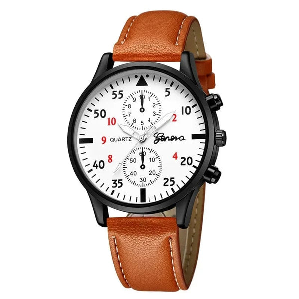 Planet Gates 4/2/1pcs Men Sports Watches Set Man Business Quartz Wristwatch Luxury Brown Leather Bracelet Men Casual Clock Watch（no Box）