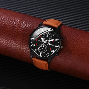 Planet Gates 4/2/1pcs Men Sports Watches Set Man Business Quartz Wristwatch Luxury Brown Leather Bracelet Men Casual Clock Watch（no Box）
