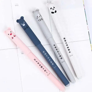 Planet Gates 4+20 Pcs/Set Kawaii Pig Bear Cat Erasable Gel Pen Refills Rods 0.35mm Blue Black Ink Washable Handle School Office Supplies Gift