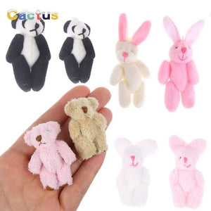 Planet Gates 4/4.5/6cm Mini Teddy Bear Plush Toy Joint Bear Cartoon Stuffed Dolls Long Ear Rabbit Toys Souvenirs For Children Small Gifts