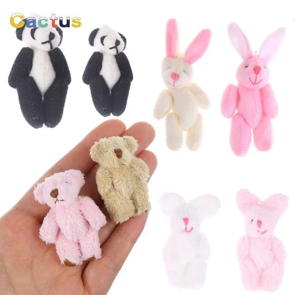 Planet Gates 4/4.5/6cm Mini Teddy Bear Plush Toy Joint Bear Cartoon Stuffed Dolls Long Ear Rabbit Toys Souvenirs For Children Small Gifts