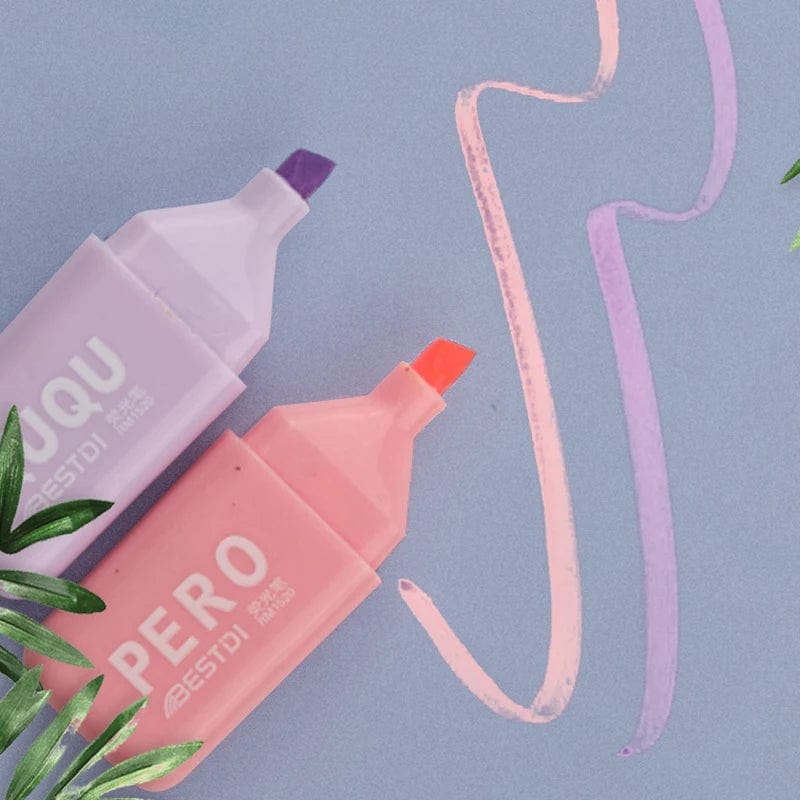 Planet Gates 4/5/6 Pcs Kawaii Bear Highlighter Pens Cute Stationery Markers Oblique Tip Candy Color Fluorescent Pastel Pen School Supplies