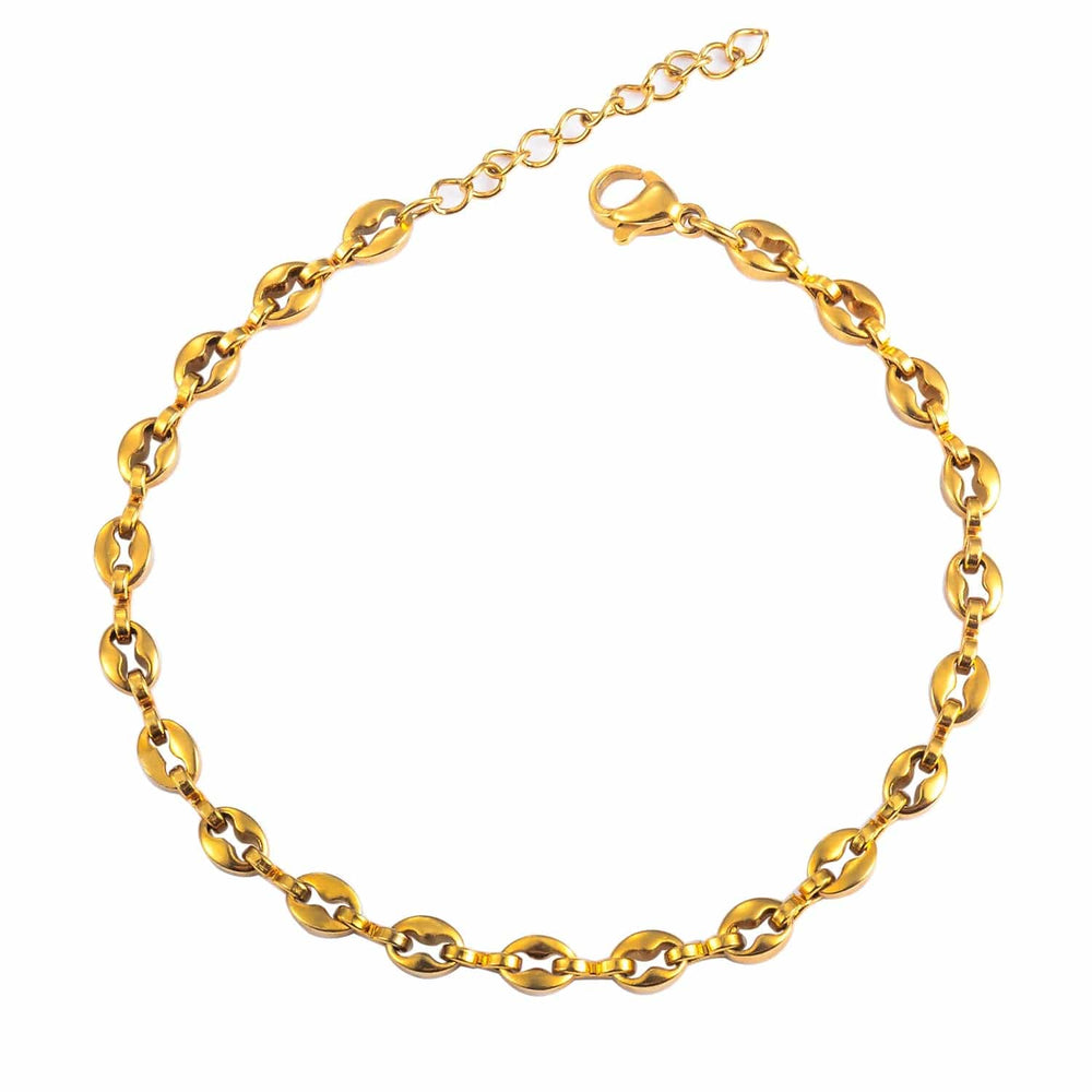 Planet Gates 4.5mm Gold color / 22cm 5mm 4.5mm Stainless Steel Coffee Bean Chains Gold Silver Color Pig Nose Bracelets With Extender 3cm Punk Hip Hop Fashion Jewelry