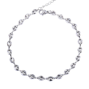 Planet Gates 4.5mm silver color / 16cm 5mm 4.5mm Stainless Steel Coffee Bean Chains Gold Silver Color Pig Nose Bracelets With Extender 3cm Punk Hip Hop Fashion Jewelry