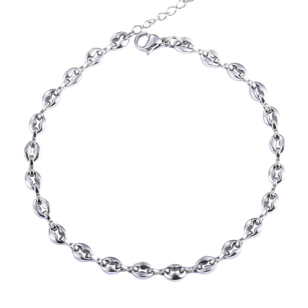 Planet Gates 4.5mm silver color / 16cm 5mm 4.5mm Stainless Steel Coffee Bean Chains Gold Silver Color Pig Nose Bracelets With Extender 3cm Punk Hip Hop Fashion Jewelry