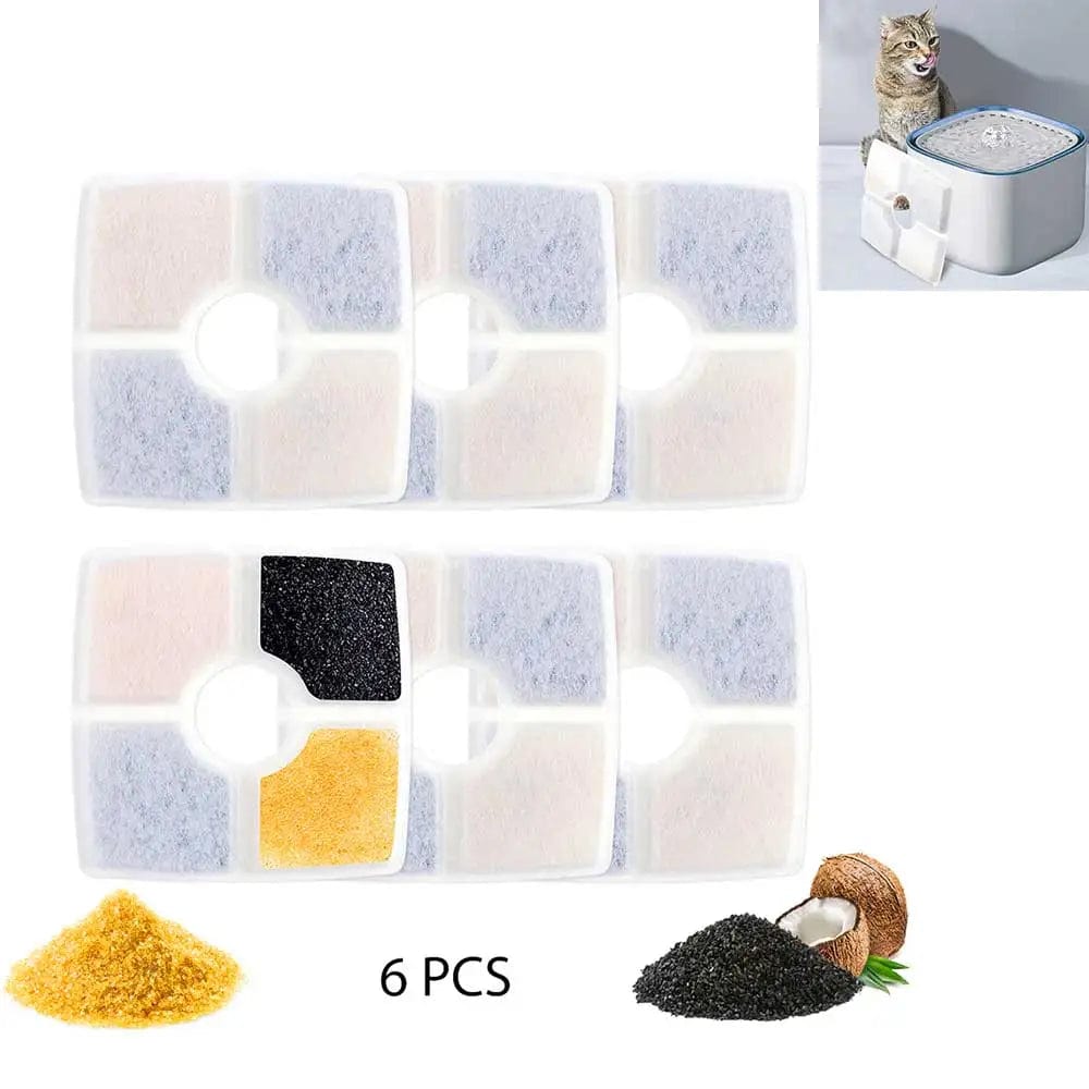 Planet Gates 4/6/8/12pcs Square Cat Water Fountain Replacement Filters, Triple Filtration System Cat Water Dispenser Filter
