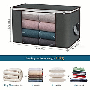 Planet Gates 4/6/8pcs Durable 90L Large Storage Bags with Handles - Foldable Closet Organizer for Clothing, Blankets, Comforters,  Pillows, and Toys - Thick Fabric for Maximum Protection and Convenience (Gray) Bedroom Accessories