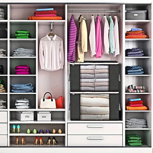 Planet Gates 4/6/8pcs Durable 90L Large Storage Bags with Handles - Foldable Closet Organizer for Clothing, Blankets, Comforters,  Pillows, and Toys - Thick Fabric for Maximum Protection and Convenience (Gray) Bedroom Accessories