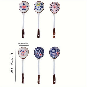 Planet Gates 4/6pcs Ceramic Spoons Set, Ceramic Soup Spoon, Creative Milk Spoon, Ramen Spoon, Stirring Spoon, Dishwasher Safe, Spring Festival Gifts For Parents, Family, Friends, Grandparents, Valentine's Day Gifts, Tableware Accessories