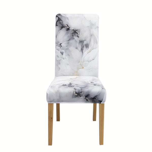 Planet Gates 4/6pcs Marble Pattern Chair Slipcovers, Dining Chair Cover, Furniture Protective Cover, For Dining Room Living Room Office Home Decor