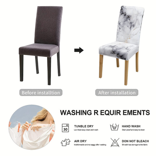 Planet Gates 4/6pcs Marble Pattern Chair Slipcovers, Dining Chair Cover, Furniture Protective Cover, For Dining Room Living Room Office Home Decor