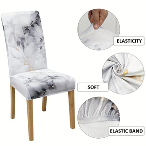 Planet Gates 4/6pcs Marble Pattern Chair Slipcovers, Dining Chair Cover, Furniture Protective Cover, For Dining Room Living Room Office Home Decor