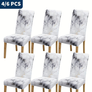 Planet Gates 4/6pcs Marble Pattern Chair Slipcovers, Dining Chair Cover, Furniture Protective Cover, For Dining Room Living Room Office Home Decor