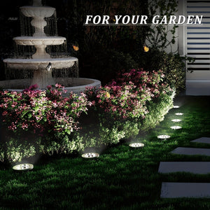 Planet Gates 4/8/12 Pack Solar Floor Lamp, Outdoor Waterproof Landscape Lights, 8 LED Solar Ground Lights, Solar Disk Lights, Waterproof Garden In-Ground Pathway Lights, Landscape Lawn Lighting, For Pathway Yard Walkway Patio Lawn