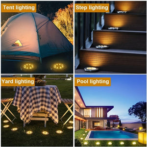 Planet Gates 4/8/12 Pack Solar Floor Lamp, Outdoor Waterproof Landscape Lights, 8 LED Solar Ground Lights, Solar Disk Lights, Waterproof Garden In-Ground Pathway Lights, Landscape Lawn Lighting, For Pathway Yard Walkway Patio Lawn
