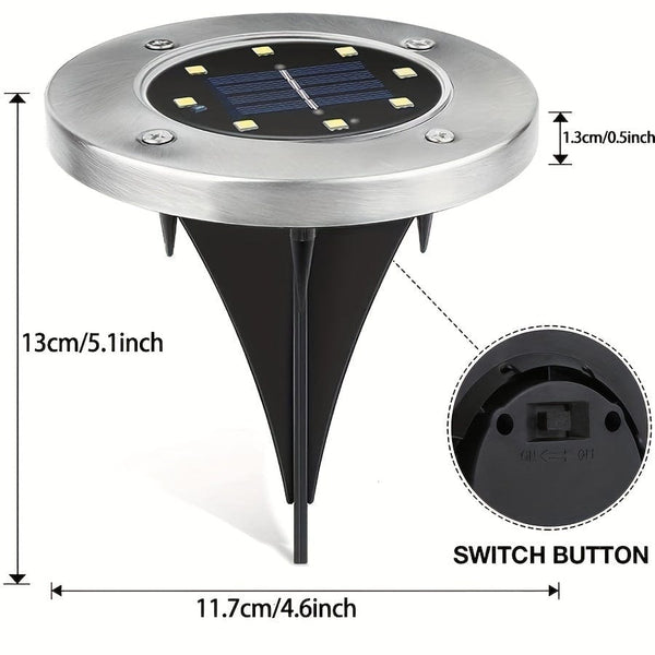 Planet Gates 4/8/12 Pack Solar Floor Lamp, Outdoor Waterproof Landscape Lights, 8 LED Solar Ground Lights, Solar Disk Lights, Waterproof Garden In-Ground Pathway Lights, Landscape Lawn Lighting, For Pathway Yard Walkway Patio Lawn