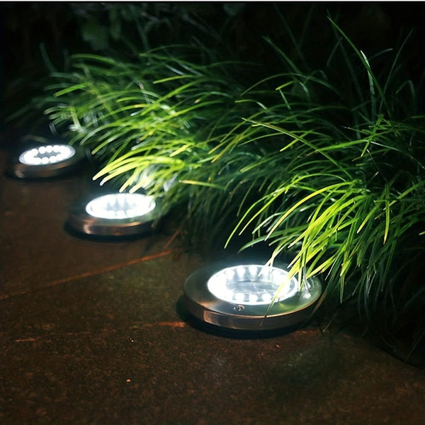 Planet Gates 4/8pcs LED Ground Spot Solar Lights, Outdoor Landscape Lights, Solar Disk Lights, Garden In-Ground Pathway Lights Landscape Lawn Lighting, Solar Energy Floor Lamp, 8 LED Solar Ground Lights, For Pathway Yard Walkway Patio