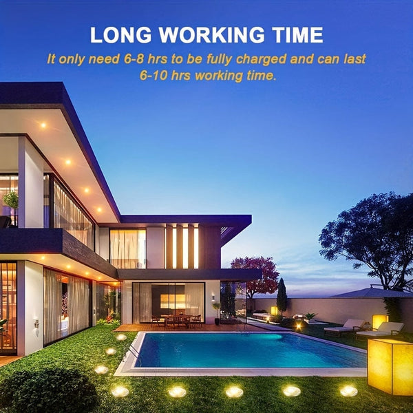 Planet Gates 4/8pcs LED Ground Spot Solar Lights, Outdoor Landscape Lights, Solar Disk Lights, Garden In-Ground Pathway Lights Landscape Lawn Lighting, Solar Energy Floor Lamp, 8 LED Solar Ground Lights, For Pathway Yard Walkway Patio