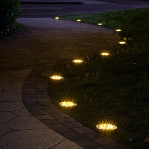 Planet Gates 4/8pcs LED Ground Spot Solar Lights, Outdoor Landscape Lights, Solar Disk Lights, Garden In-Ground Pathway Lights Landscape Lawn Lighting, Solar Energy Floor Lamp, 8 LED Solar Ground Lights, For Pathway Yard Walkway Patio