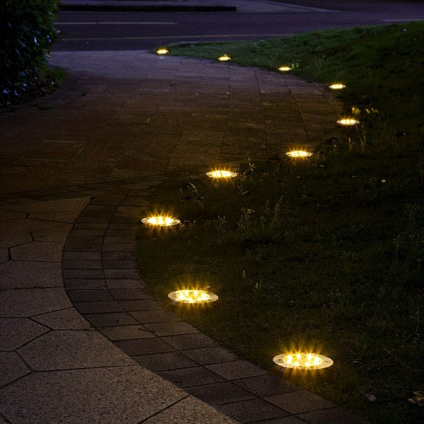 Planet Gates 4/8pcs LED Ground Spot Solar Lights, Outdoor Landscape Lights, Solar Disk Lights, Garden In-Ground Pathway Lights Landscape Lawn Lighting, Solar Energy Floor Lamp, 8 LED Solar Ground Lights, For Pathway Yard Walkway Patio