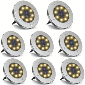 Planet Gates 4/8pcs Solar Outdoor Lights, 8 LED Solar Ground Lights, Landscape Lights, Solar Disk Lights, Solar Energy Floor Lamp, Garden In-Ground Pathway Lights, Landscape Lawn Lighting, For Pathway Yard Walkway Patio Lawn