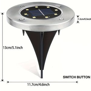 Planet Gates 4/8pcs Solar Outdoor Lights, 8 LED Solar Ground Lights, Landscape Lights, Solar Disk Lights, Solar Energy Floor Lamp, Garden In-Ground Pathway Lights, Landscape Lawn Lighting, For Pathway Yard Walkway Patio Lawn