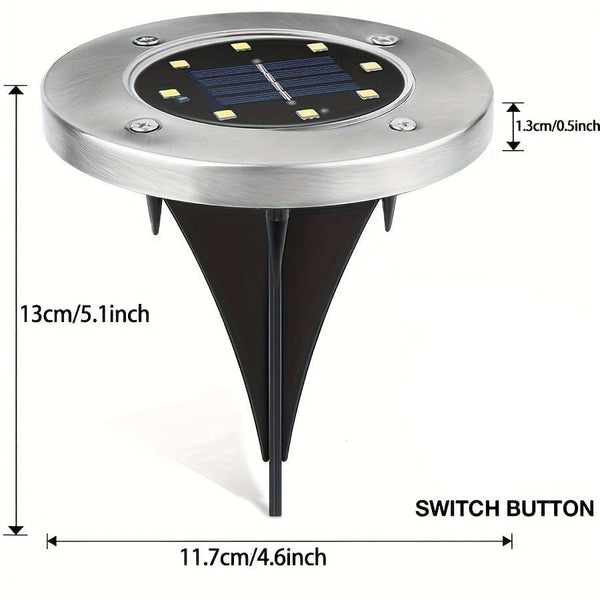 Planet Gates 4/8pcs Solar Outdoor Lights, 8 LED Solar Ground Lights, Landscape Lights, Solar Disk Lights, Solar Energy Floor Lamp, Garden In-Ground Pathway Lights, Landscape Lawn Lighting, For Pathway Yard Walkway Patio Lawn