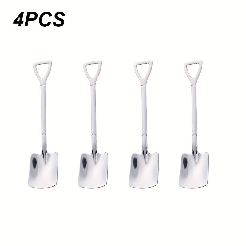 Planet Gates 4/8pcs Stainless Steel Coffee Scoops, Creative Shovel Shape Tea Spoons, Ice Cream Spoon, Tableware Cutlery Set, Kitchen Accessories