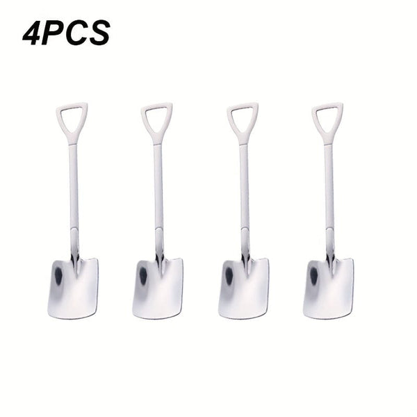 Planet Gates 4/8pcs Stainless Steel Coffee Scoops, Creative Shovel Shape Tea Spoons, Ice Cream Spoon, Tableware Cutlery Set, Kitchen Accessories