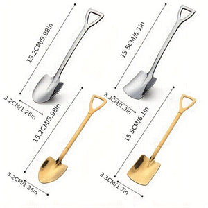 Planet Gates 4/8pcs Stainless Steel Coffee Scoops, Creative Shovel Shape Tea Spoons, Ice Cream Spoon, Tableware Cutlery Set, Kitchen Accessories