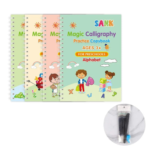 Planet Gates 4 book set with pen Reusable Copybook Drawing Toys for Children Montessori Pen Control Training Writing Sticker Learning Educational Toy Kids Gift
