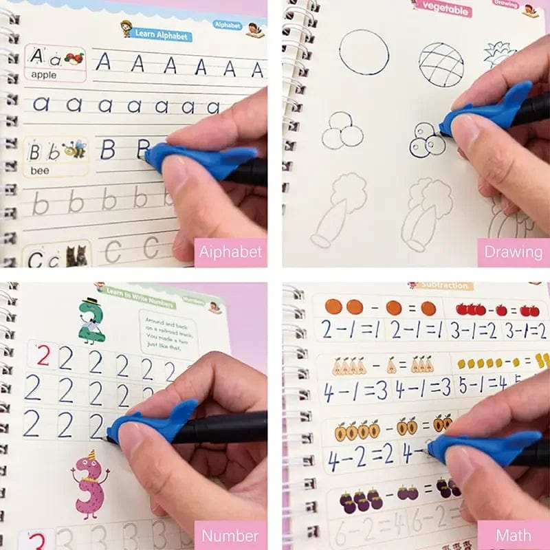 Planet Gates 4 book set with pen Reusable Copybook Drawing Toys for Children Montessori Pen Control Training Writing Sticker Learning Educational Toy Kids Gift