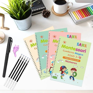 Planet Gates 4 Books Magic Writing Book in Spanish Calligraphy Notebook Montessori Kids Reusable Educational Calligraphic Letter Practice Toy