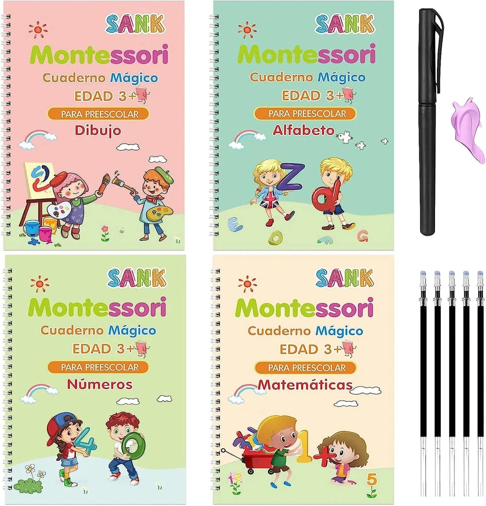 Planet Gates 4 Books Magic Writing Copybook In Spanish Calligraphy Notebook Montessori Reusable Educational Calligraphic Letter Practice