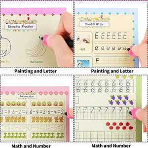 Planet Gates 4 Books Magic Writing Copybook In Spanish Calligraphy Notebook Montessori Reusable Educational Calligraphic Letter Practice