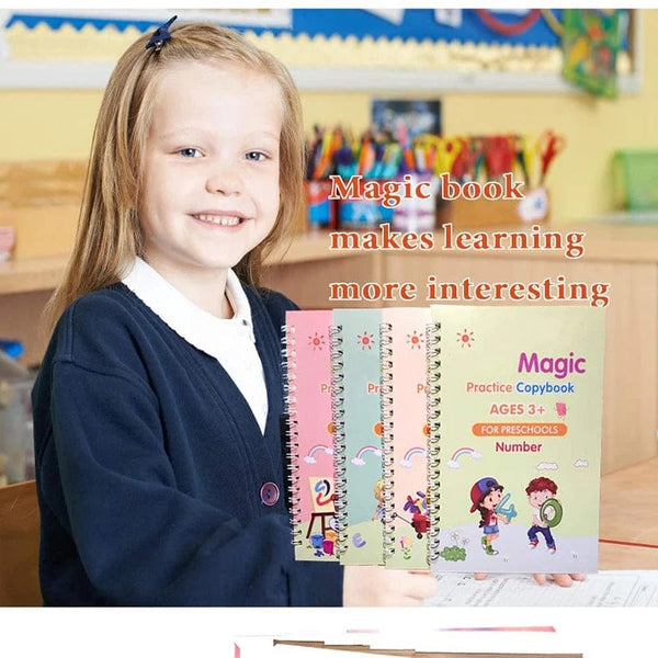 Planet Gates 4 Books Magic Writing Copybook In Spanish Calligraphy Notebook Montessori Reusable Educational Calligraphic Letter Practice