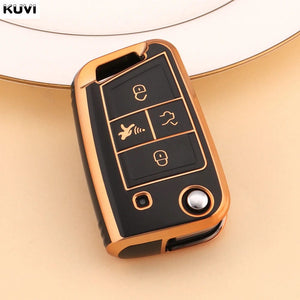Planet Gates 4 Button Black 3 4 Buttons TPU Car Key Case Cover Fob For VW Volkswagen Golf 7 MK7 Tiguan MK2 For SEAT Ateca Leon FR 2 Ibiza For Skoda Octavia
