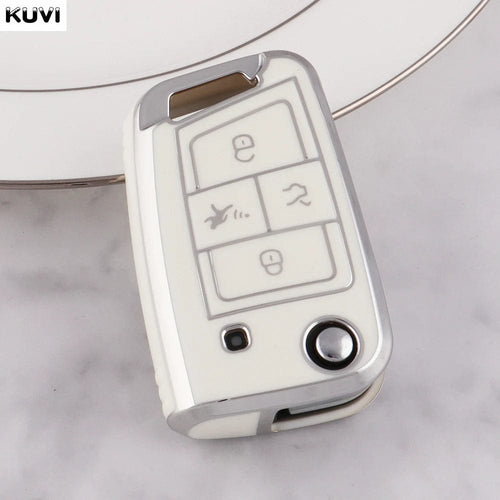 Planet Gates 4 Button White 3 4 Buttons TPU Car Key Case Cover Fob For VW Volkswagen Golf 7 MK7 Tiguan MK2 For SEAT Ateca Leon FR 2 Ibiza For Skoda Octavia