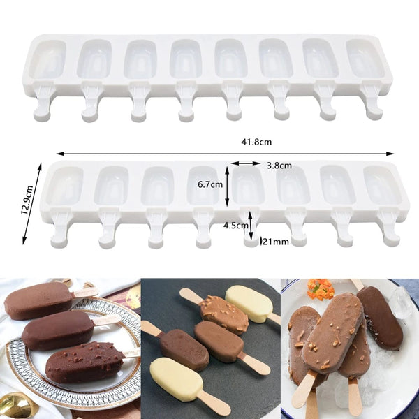 Planet Gates 4 Cells /8 Cells Summer Ice Cream Silicone Mold DIY Ice Pop Maker Freezer Fruit Juice Popsicle Mould Ice Tray Cake Baking Mold