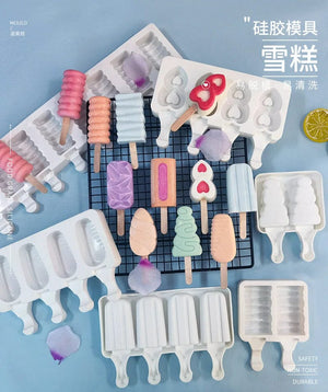 Planet Gates 4 Cells /8 Cells Summer Ice Cream Silicone Mold DIY Ice Pop Maker Freezer Fruit Juice Popsicle Mould Ice Tray Cake Baking Mold
