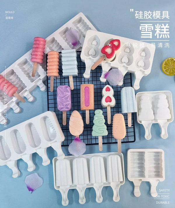 Planet Gates 4 Cells /8 Cells Summer Ice Cream Silicone Mold DIY Ice Pop Maker Freezer Fruit Juice Popsicle Mould Ice Tray Cake Baking Mold