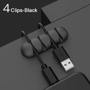 Planet Gates 4 Clips Smart Cable Holder Silicone Flexible Cable Winder Wire Organizer Holder Cord Management Clip for USB Earphone Network Cable
