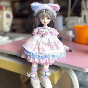 Planet Gates 4 Full Set 1/6 BJD Doll Fashion Suit 30CM Doll with 3 Pair Eyes Blythe Doll Kids Girls Toy Gift ( Open Head)