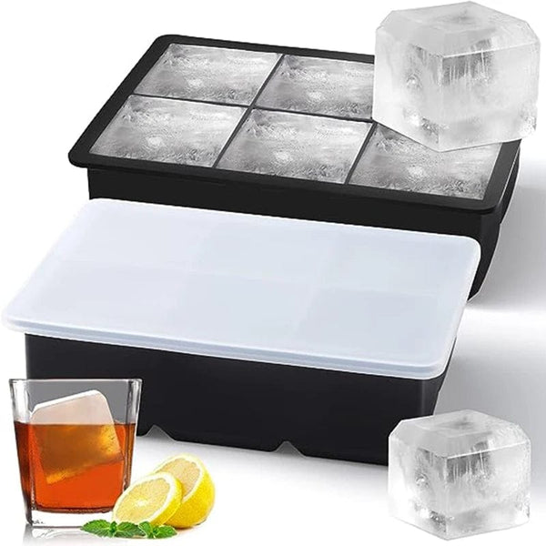 Planet Gates 4 grid- Black-Cover / 1PC 160 Grid Big Ice Tray Mold Giant Jumbo Large Food Grade Silicone Ice Cube Square Tray Mold DIY Ice Maker Ice Cube Tray
