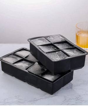 Planet Gates 4 grid- Black-Cover / 1PC 160 Grid Big Ice Tray Mold Giant Jumbo Large Food Grade Silicone Ice Cube Square Tray Mold DIY Ice Maker Ice Cube Tray