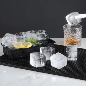 Planet Gates 4 grid- Black-Cover / 1PC 160 Grid Big Ice Tray Mold Giant Jumbo Large Food Grade Silicone Ice Cube Square Tray Mold DIY Ice Maker Ice Cube Tray