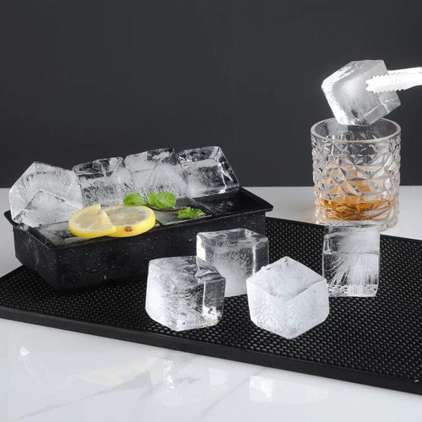 Planet Gates 4 grid- Black-Cover / 1PC 160 Grid Big Ice Tray Mold Giant Jumbo Large Food Grade Silicone Ice Cube Square Tray Mold DIY Ice Maker Ice Cube Tray