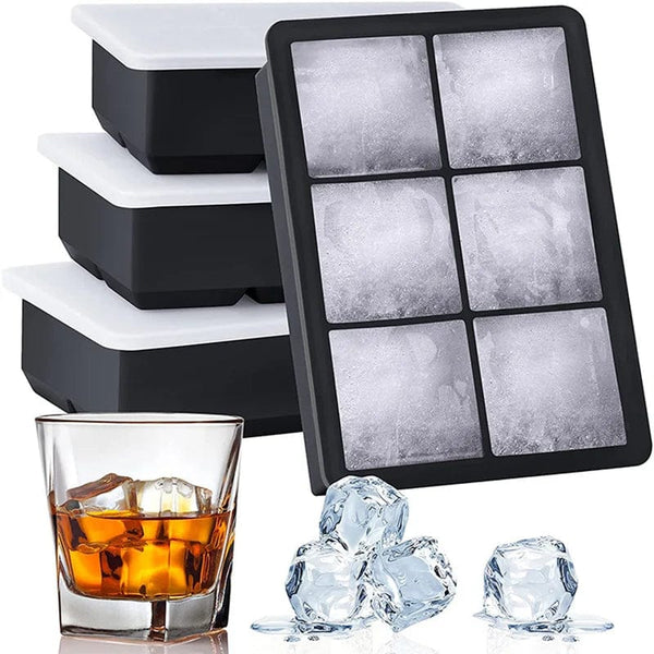 Planet Gates 4 grid- Black-Cover / 1PC 160 Grid Big Ice Tray Mold Giant Jumbo Large Food Grade Silicone Ice Cube Square Tray Mold DIY Ice Maker Ice Cube Tray
